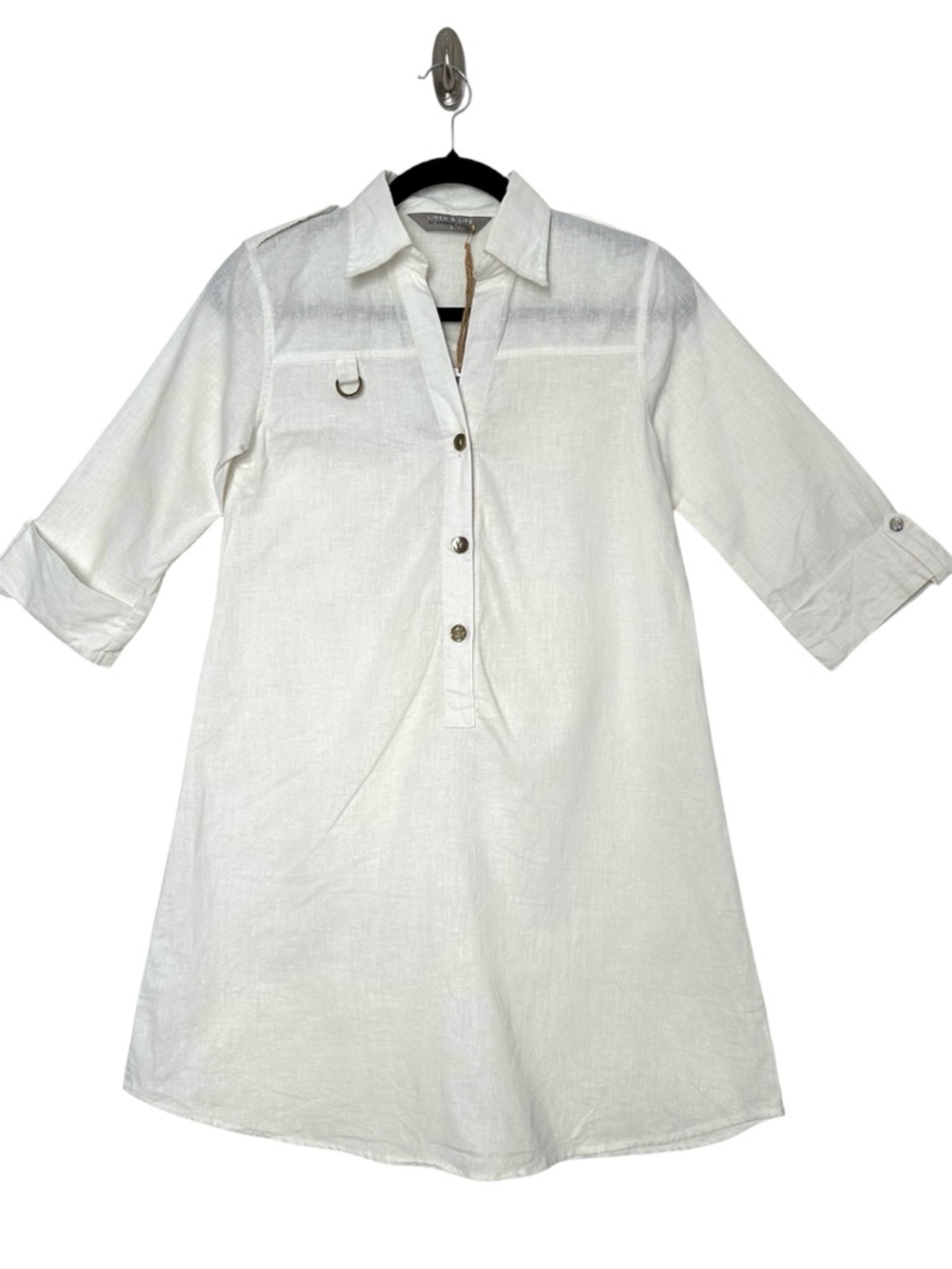 Minimalist 100% Linen Shirt Dress Classic Coastal Breathable Comfort Timeless